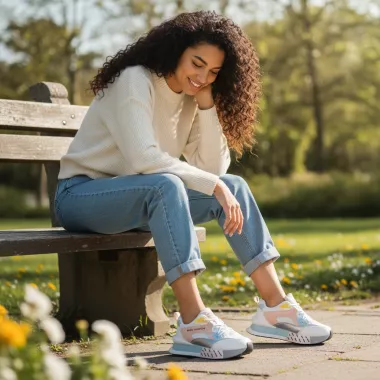 Adidasi dama casual albi cu roz CL2312 N11-1